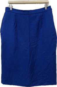 Avoca Ireland wool skirt cobalt blue woven knee length lined vintage size XL - Picture 1 of 14