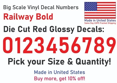 ORACAL 651 0-10 7"-32" Big Size Vinyl Die Cut Decal Numbers (Red), 6Yrs Outdoor Film