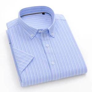 Men's Dress Shirts Short Sleeves Button Down No Iron Cotton Oxford Casual Shirts - Picture 1 of 27