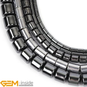 Natural Sliver Black Hematite Gemstone Column Tube Loose Beads Strands 15" 4x6mm - Bild 1 von 40