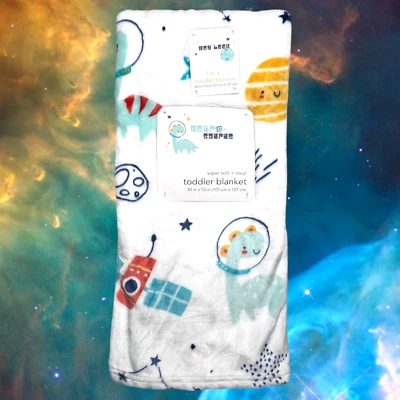 NUEVO Dinosaurios Dinosaurio Espacio Niño Manta Niños Cohete Peluche Astrosaurus 40x50 Foto 1 de 4