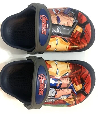CROCS Iconic Comfort Kids Boy's 6 - 8 Slip On Marvel Avengers Clogs Shoes - Image 1 of 4