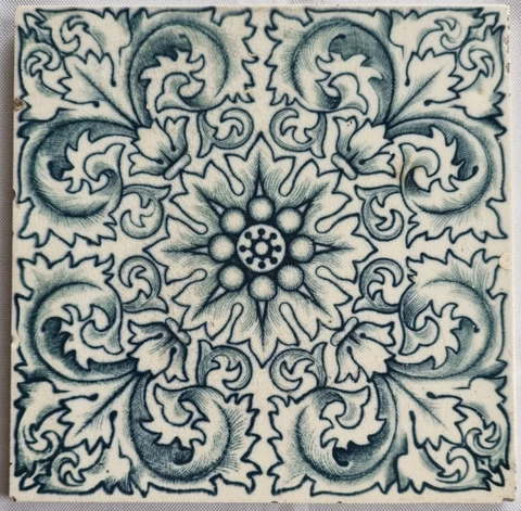 Arts & Crafts Blue & white Tile. Craven Dunnill, C1900 Cover