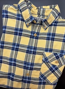 Duluth Trading Co Mens  Large Tall Yellow plaid flannel Long Sleeve Button Up - Picture 1 of 9