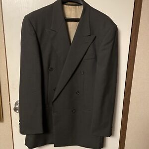 40T  Vintage1980’s Brandini 2-Piece Suit Green Black Wool 6btn Collezioni