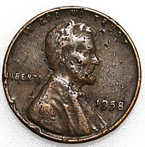 1958 LINCOLN WHEAT CENT, LAMINATION  & PLANCHET FOLD OVER  OBVERSE/REVERSE    🌟 - Picture 1 of 2