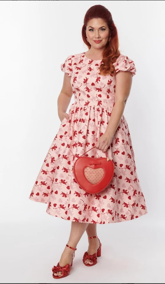 Уникальный винтажный коллекционный Demira Купидон качели платье новый с ярлыками женщин XS День святого Валентина  - Изображение 1 из 4