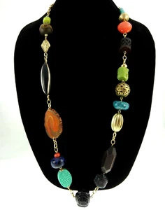 Collar de cadena de cuentas boho grueso de 38" Chico's multicolor tribal occidental - Imagen 1 de 6