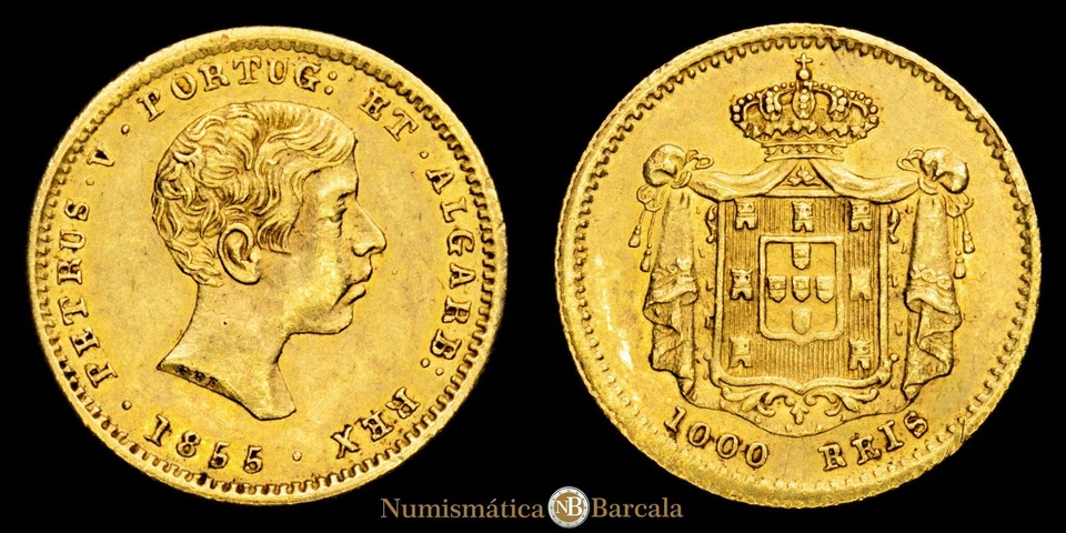  PEDRO V 1000 Reis (1,76 gg) 1855 Lisboa Gómez 09.01; KM 495; Friedberg 149 MBC - Image 1 of 3