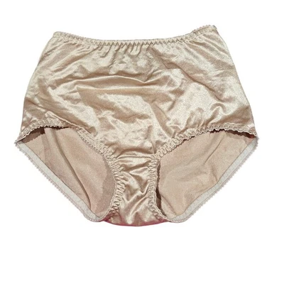 Vanity Fair Carmel Shiny Satin Brief Panty #40301 Nylon Blend Granny Large - Image 1 of 4