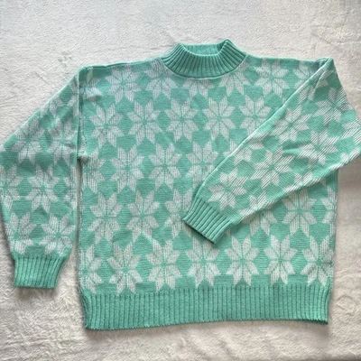 Suéter feminino Alicia pequeno verde perfeito vintage floco de neve férias tamanho grande - Imagem 1 de 4