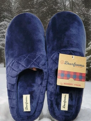 Womens Dearfoams Peacoat Velour Clog Slippers  Navy Blue Memory Foam XL  - Image 1 of 4