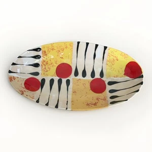 Large Jack Charney Studio Pottery Oval Bowl Signed 14.5” X 8” Abstract - Picture 1 of 17