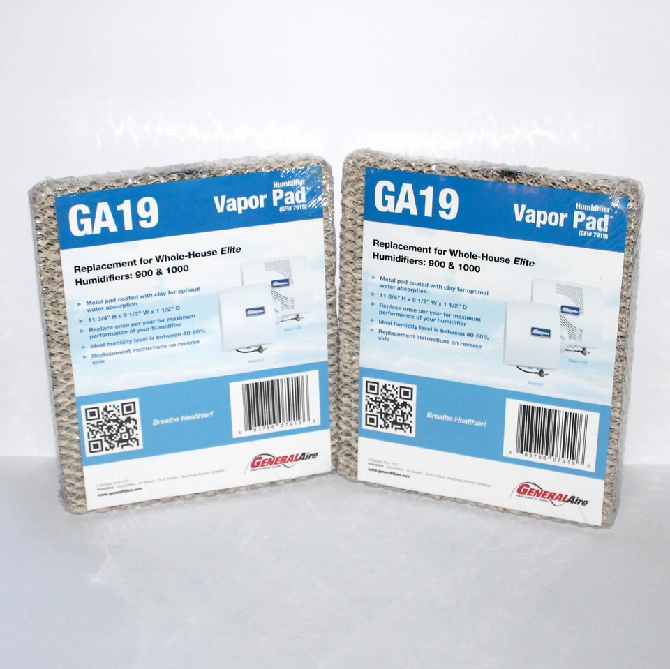 (2) GeneralAire Replacement Humidifier Filter Vapor Pad GA19