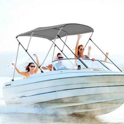GOPLUS 3 arcos bote bimini superior parasol barco toldo con correas de almacenamiento para botas - Imagen 1 de 4