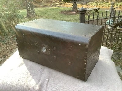 ANTIQUE CIVIL WAR ERA ? WOOD DOCUMENT TRUNK BOX PAWTUCKET RI NEW ENGLAND - Image 1 of 4
