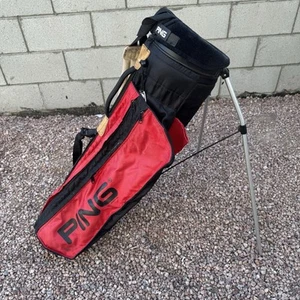 Vintage Ping Karsten Hoofer Golf Stand Bag Single Strap 4 Way Divider Red Black  - Picture 1 of 7