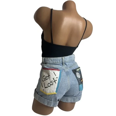 Pantalones Cortos de Denim American Apparel para Mujer Talla 26 Cintura Alta Puños EE. UU. Algodón Artístico Foto 1 de 4