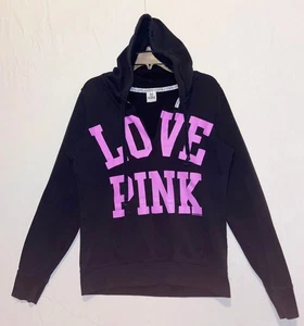 Victoria's Secret Hoodie pink schwarz V-Ausschnitt lila pink Logo Damen Größe L - Bild 1 von 11