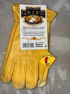 Guantes Wells Lamont Grips de cuero genuino para hombre talla mediana - Imagen 1 de 4