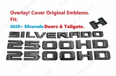 OVERLAY 3 peças portas pretas foscas 2500HD traseira emblema letras silverado 2020+ 2500 HD - Imagem 1 de 4
