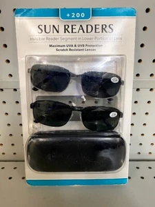 Icon Eyewear Men's Sun Readers Invisible Seam Bifocal UV 400 1 Hard Case +2.00 - Picture 1 of 2