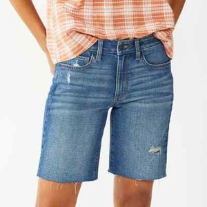 NEW SONOMA Goods For Life High Waist 9" Bermuda Jean Shorts Sz 6 Dk Blue NEW - Picture 1 of 2