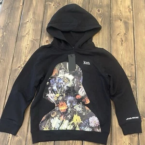 Kith Star Wars Sweatshirt Youth 7 Black Floral Darth Vader Hoodie - Picture 1 of 8