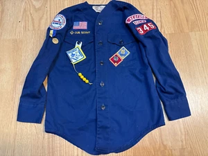 VTG Boy Cub Scouts Uniform Long Sleeve Shirt Blue Yth Patches Medford OK 1981 - Picture 1 of 6