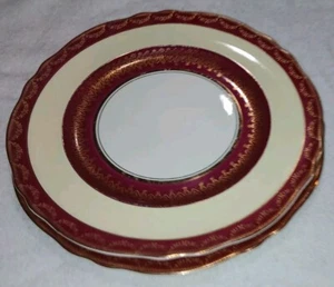 BEeautiful Stubenville Plates Charger Set of 2 Plates 11" Red and Gold - Picture 1 of 11