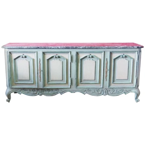 Large Louis XV Style Gustavian Style Marble-Top Sideboard Cover