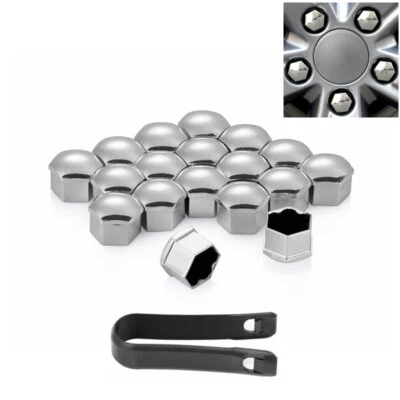 20 Pieces 17mm Chrome Alloy Car Wheel Nut Bolt Cover Caps Tool DIY with Tool AE - Image 1 of 4