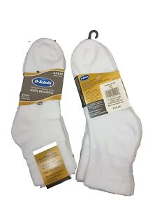 Dr Scholl's Unisex Non Binding Ankle Seamless Toe Socks 7-12 White 2 packs of 2