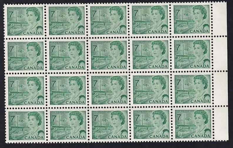 Canada 1971 QEII 7c Centennial, MNH folded pane of 20, sc#543 DEX - Image 1 of 1