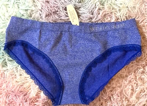 Victoria's Secret NWT Vintage Hip Hugger Panties Panty LARGE Lace Blue L - Picture 1 of 2