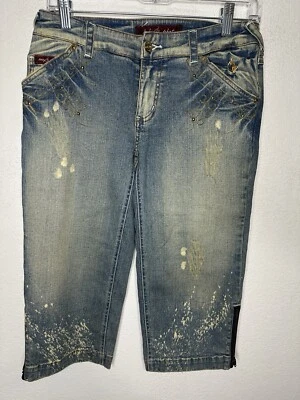 Y2K Baby Phat Distressed Paint Splatter Junior’s Teen Shorts Size 3 - Image 1 of 4