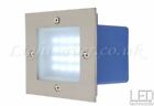 SQUARE WHITE LED RECESSED WALL STEP LIGHTS INDOOR OUTDOOR STAINLESS STEEL IP44