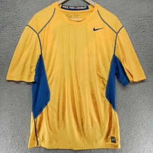Nike Pro Combat Shirt Mens L Blue Workout Gym Short Sleeve Dri Fit Fitted - Picture 1 of 21