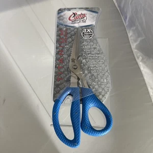 Tijeras marinas de pesca más duras Cuda 3X tijeras recortes titanio unido 8" azul - Imagen 1 de 4