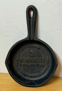 Vtg Advertising Cast Iron Ashtray 3 Brothers Furniture Skillet Pan Bloomsburg PA - Picture 1 of 4