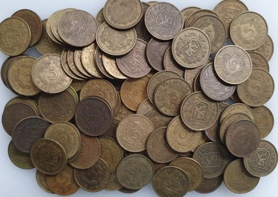 Finland 5 Markkaa 1930-1951, a. 105 Pcs. Lot. KM# 31, Aluminum bronze / brass! - Image 1 of 3