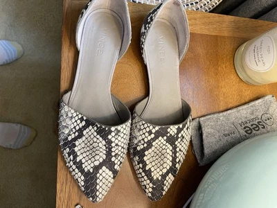 Vince Nina Snakeskin D’orsay Flats Size 7 1/2 - Image 1 of 4