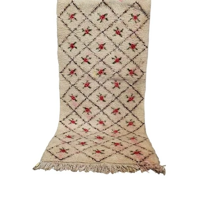 Vintage Moroccan Wool Rug | 40+ Year-Old Berber Handwoven Art | Diamond Geometry - Image 1 of 4