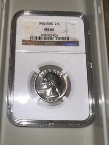 1966 SMS 25c Washington Quarter Dollar NGC MS66 Gem Uncirculated - Picture 1 of 2