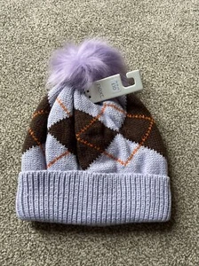 Next Girls Purple Diamond Retro Style Bobble Hat 14-16 Years - Picture 1 of 5