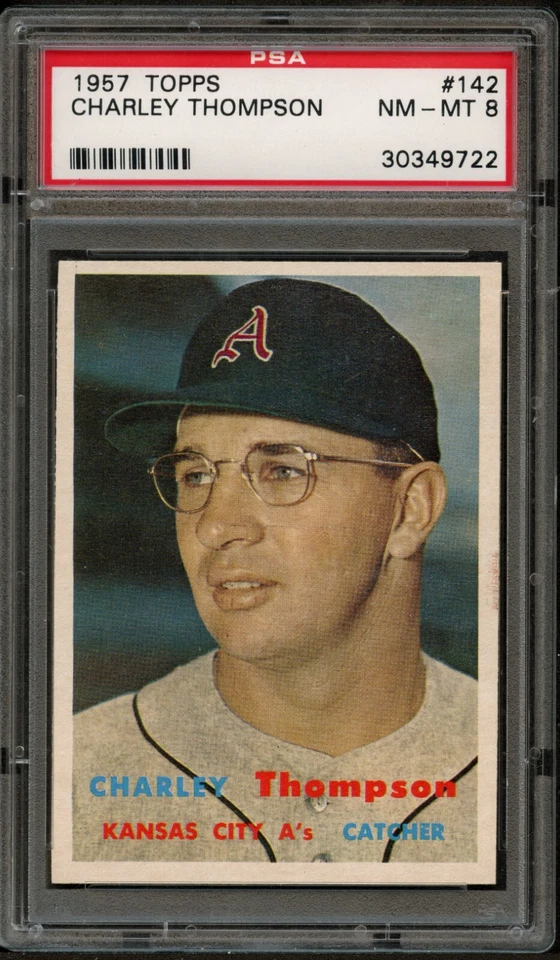 BB - 1957 Topps - #142 - Charley Thompson - PSA 8 - NM-MT - Image 1 of 2