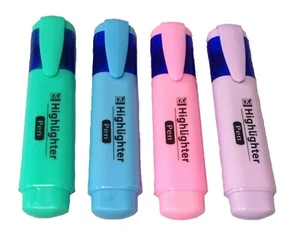 [Set of 4] Highlighter Pastel Pens Assorted Colour Marker School Home Office - Picture 1 of 17