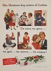 1956 Print Ad Lucky Strike Cigarettes In Christmas Carton Couple Smoke Luckies