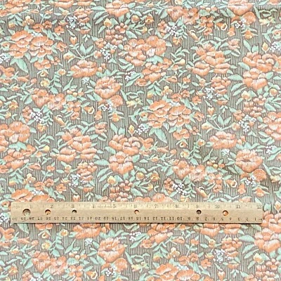1.6 YD Abstract Floral Fabric Orange Brown Quilting Cotton - Image 1 of 4