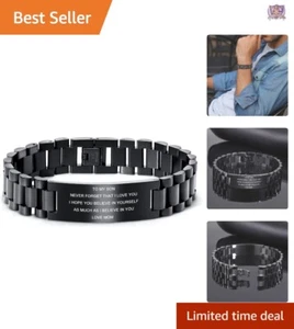 To My Son Stainless Steel Link Bracelet - Courage Gift from Mom/Dad for Boys - Picture 1 of 11